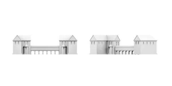 白色背景下的城堡模型 3D渲染 复制空间 — 图库照片