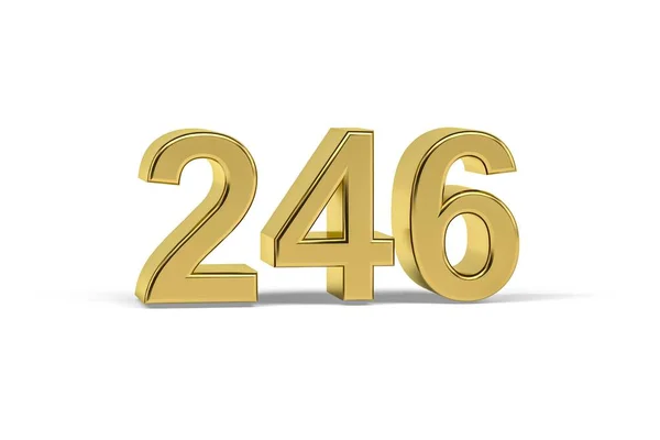 Golden Nummer 246 246 Isolerad Vit Bakgrund Render — Stockfoto