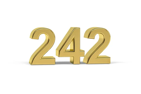 Número Dourado 242 Ano 242 Isolado Fundo Branco Renderização — Fotografia de Stock