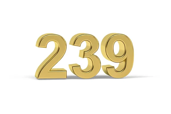 Golden Number 239 Jaar 239 Geïsoleerd Witte Achtergrond Render — Stockfoto