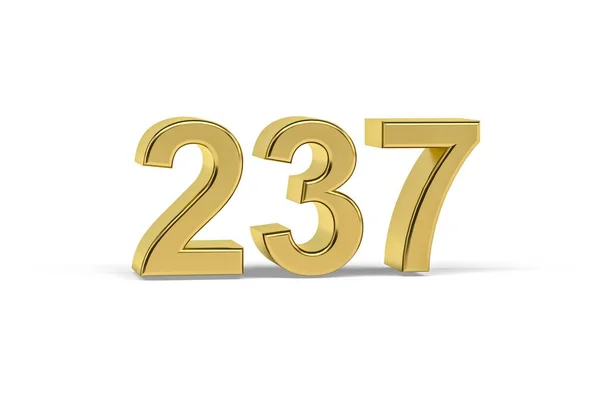 Golden Número 237 Ano 237 Isolado Fundo Branco Renderização — Fotografia de Stock