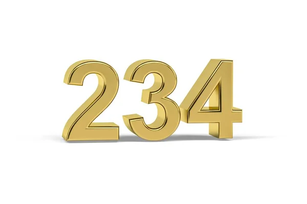 Золотое Число 234 Год 234 Изолирован Белом Фоне Рендеринг — стоковое фото