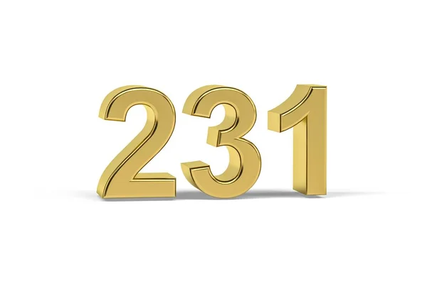 Golden Number 231 Year 231 Isolated White Background Render — Stock Photo, Image