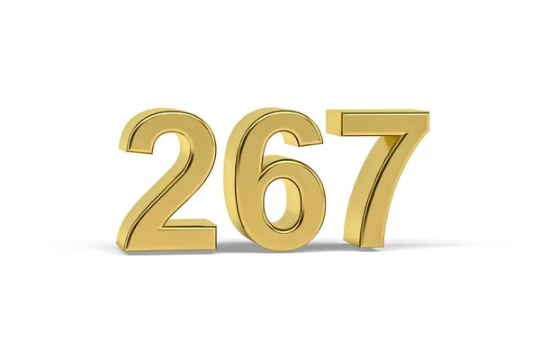 Golden Número 267 Ano 267 Isolado Fundo Branco Renderização — Fotografia de Stock