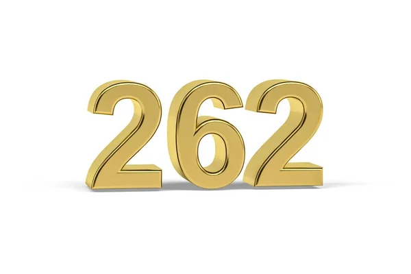 Golden Número 262 Ano 262 Isolado Fundo Branco Renderização — Fotografia de Stock