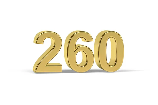 Golden Numero 260 Anno 260 Isolato Sfondo Bianco Rendering — Foto Stock