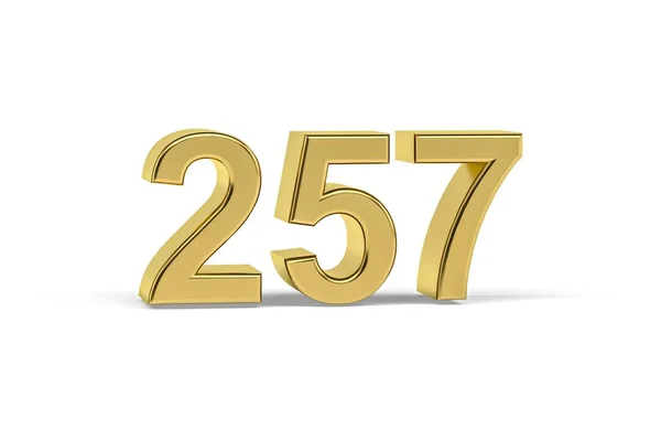 Golden Numero 257 Anno 257 Isolato Sfondo Bianco Rendering — Foto Stock