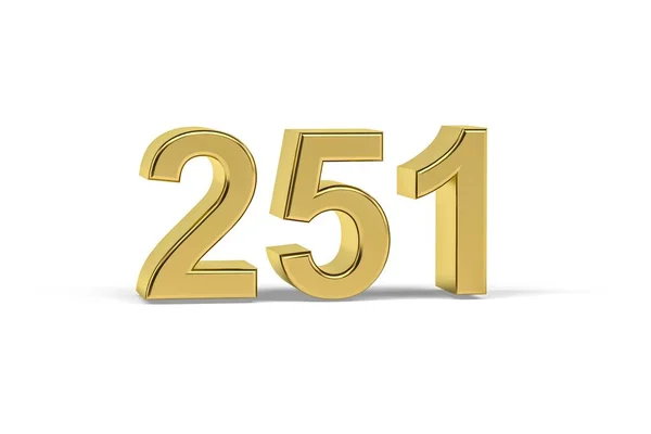 金色3D编号251 在白色背景上分离的251年 3D渲染 — 图库照片
