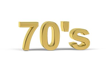 Altın 70 'lerin sayısı - 70' lerin beyaz arka planında işaretleme - 3D oluşturma