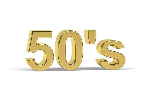 金色50的数字 白色背景上的50年标记 3D渲染 — 图库照片