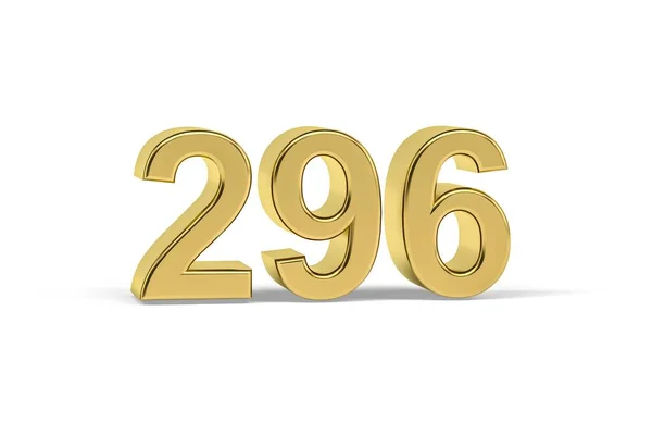 金色3D数字296 在白色背景上孤立的296年 3D渲染 — 图库照片