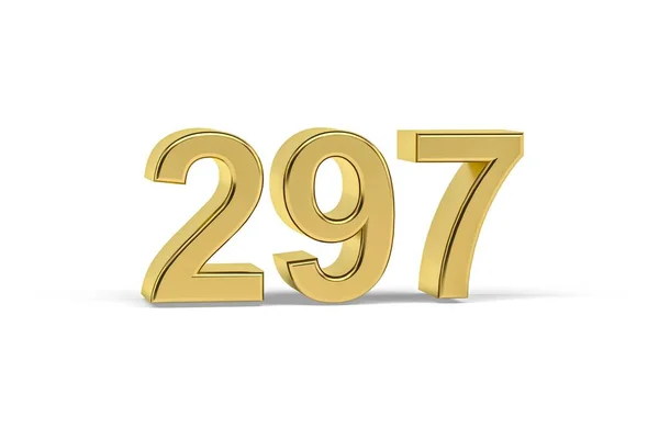 Golden Numero 297 Anno 297 Isolato Sfondo Bianco Rendering — Foto Stock