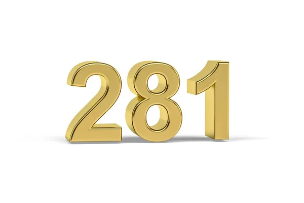 Golden Número 281 Ano 281 Isolado Fundo Branco Renderização — Fotografia de Stock