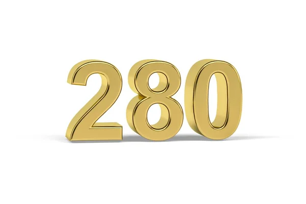 Golden Numero 280 Anno 280 Isolato Sfondo Bianco Rendering — Foto Stock
