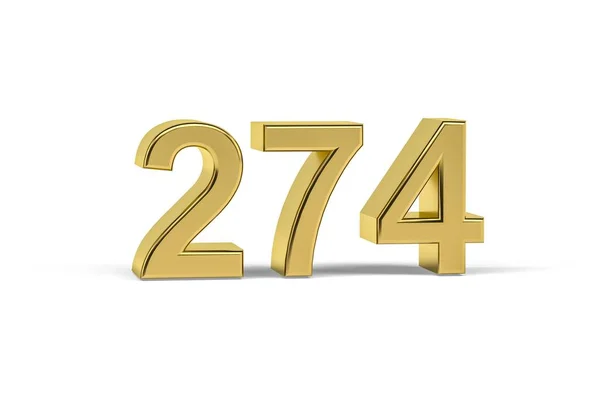 Golden Number 274 Jaar 274 Geïsoleerd Witte Achtergrond Render — Stockfoto