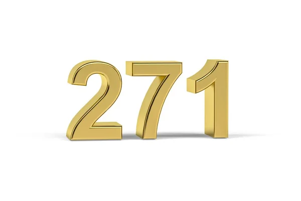 Número Dourado 271 Ano 271 Isolado Fundo Branco Renderização — Fotografia de Stock