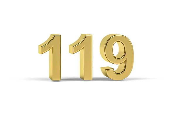 Golden Number 119 Year 119 Isolated White Background Render — Stock Photo, Image