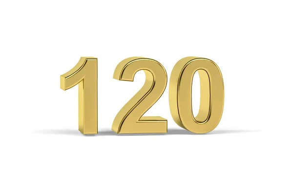 Número Dourado 120 Ano 120 Isolado Fundo Branco Renderização — Fotografia de Stock