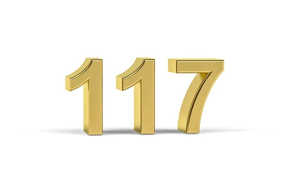 Golden Number 117 117 Isolé Sur Fond Blanc Render — Photo