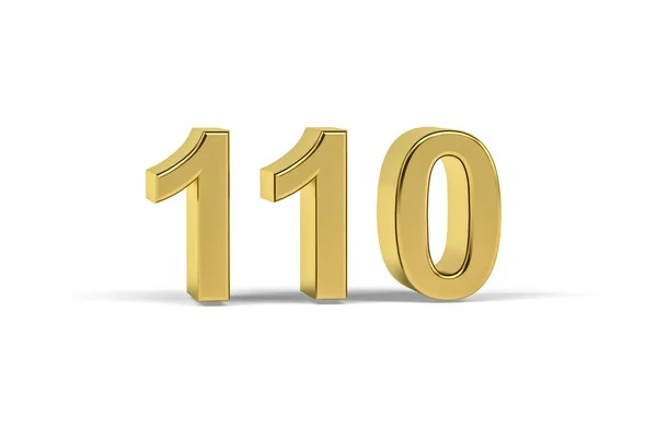 金色3D编号110 在白色背景上孤立的110年 3D渲染 — 图库照片