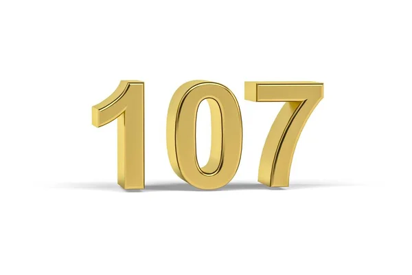黄金の3D番号107 白い背景に隔離された107年 3Dレンダリング — ストック写真