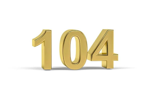 Golden Nummer 104 104 Isolerad Vit Bakgrund Render — Stockfoto