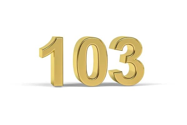 Golden Number 103 Year 103 Isolated White Background Render — Stock Photo, Image