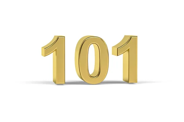 黄金の3D番号101 白い背景に隔離された101年 3Dレンダリング — ストック写真