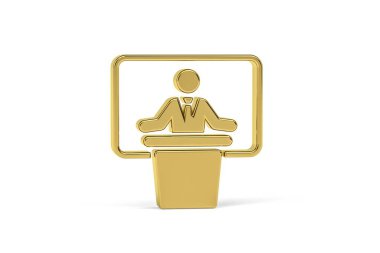 Beyaz arkaplanda Altın 3D sunucu simgesi izole edildi - 3D oluşturma