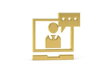 Beyaz arkaplanda Altın 3D sunucu simgesi izole edildi - 3D oluşturma