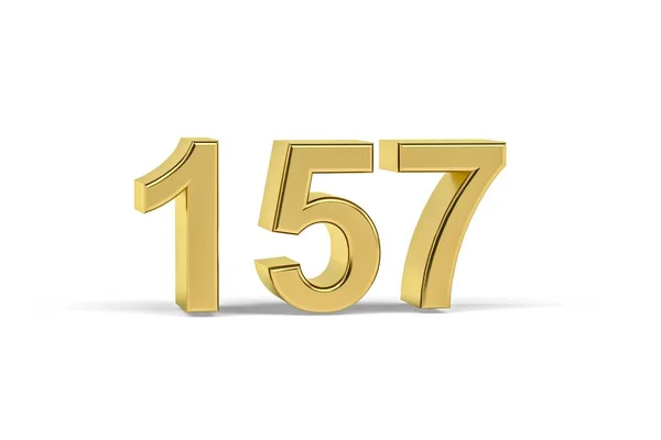 Número Dourado 157 Ano 157 Isolado Fundo Branco Renderização — Fotografia de Stock