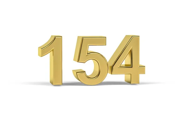 Número Dourado 154 Ano 154 Isolado Fundo Branco Renderização — Fotografia de Stock
