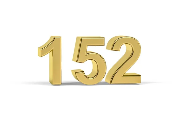 Golden Number 152 Year 152 Isolated White Background Render — Stock Photo, Image