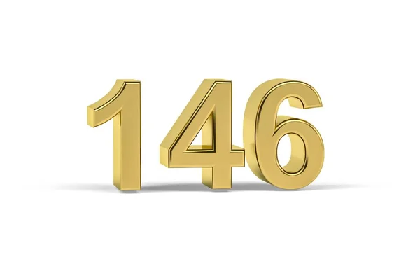 Golden Number 146 Έτος 146 Απομονώνονται Λευκό Φόντο Καθιστούν — Φωτογραφία Αρχείου