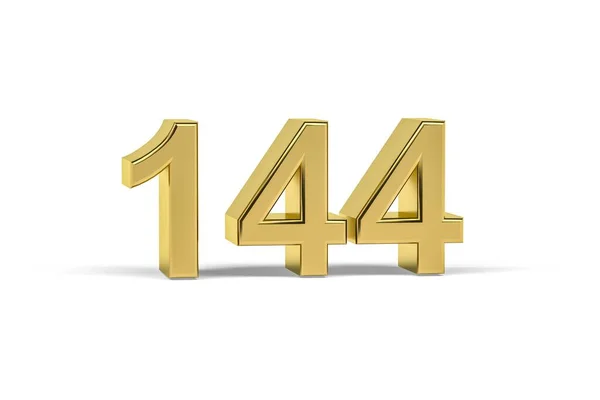 Χρυσός Αριθμός 144 Έτος 144 Απομονώνονται Λευκό Φόντο Καθιστούν — Φωτογραφία Αρχείου