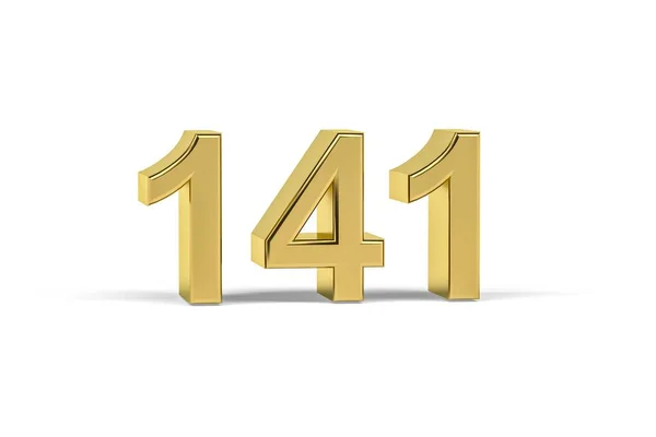 Golden Number 141 Year 141 Isolated White Background Render — Stock Photo, Image