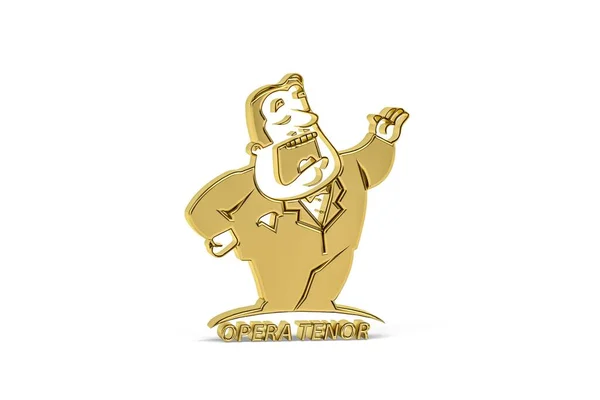 Golden 3d opera singer icon isolated on white background - 3d render