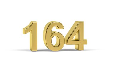 Altın 3D numara 164 - 164 Yılı Beyaz zemin üzerinde izole edilmiş - 3D oluşturma