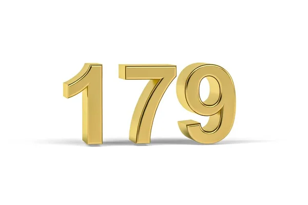 Golden Numero 179 Anno 179 Isolato Sfondo Bianco Rendering — Foto Stock