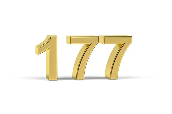 Golden Number 177 Έτος 177 Απομονώνονται Λευκό Φόντο Καθιστούν — Φωτογραφία Αρχείου