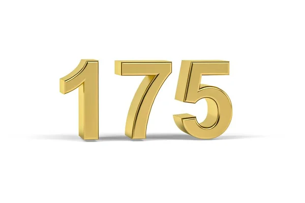 Golden Number 175 Jaar 175 Geïsoleerd Witte Achtergrond Render — Stockfoto