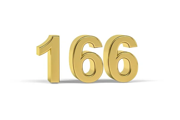 Número Dourado 166 Ano 166 Isolado Fundo Branco Renderização — Fotografia de Stock