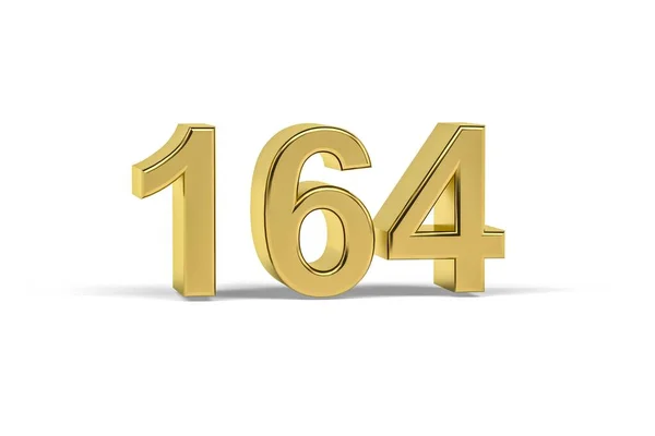 Golden Numéro 164 164 Isolé Sur Fond Blanc Rendu — Photo