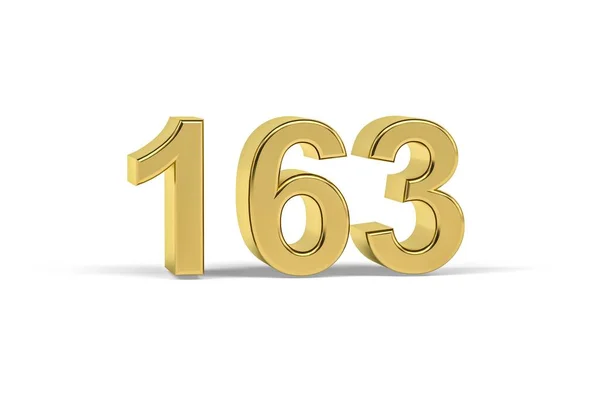 Gyllene Nummer 163 163 Isolerad Vit Bakgrund Render — Stockfoto