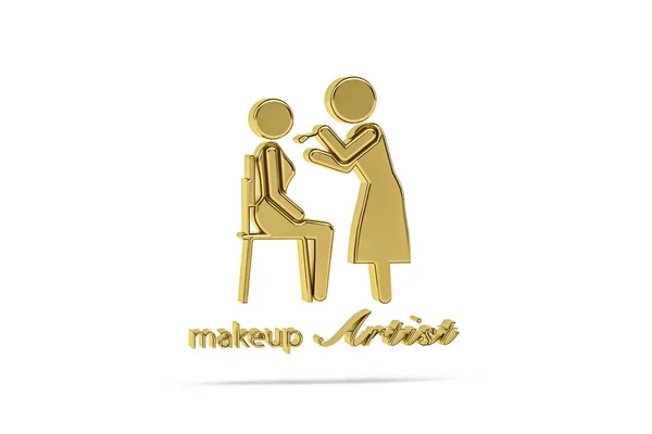 Golden 3d makeup artist icon isolated on white background - 3d render