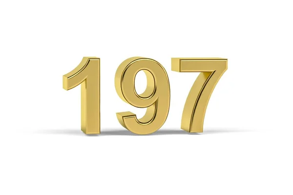 Golden Number 197 Jaar 197 Geïsoleerd Witte Achtergrond Render — Stockfoto