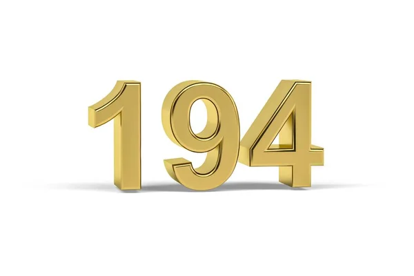 Zlaté Číslo 194 Rok 194 Izolované Bílém Pozadí Vykreslení — Stock fotografie