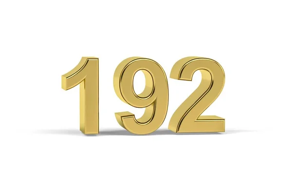 Gyllene Nummer 192 192 Isolerad Vit Bakgrund Render — Stockfoto