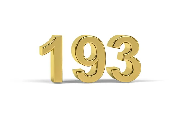 Número Dourado 193 Ano 193 Isolado Fundo Branco Renderização — Fotografia de Stock