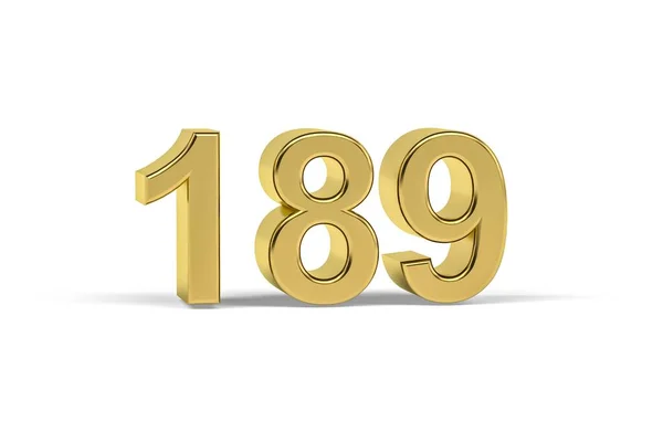 Altın Numara 189 Yıl 189 Beyaz Arka Planda Izole Oluşturma — Stok fotoğraf
